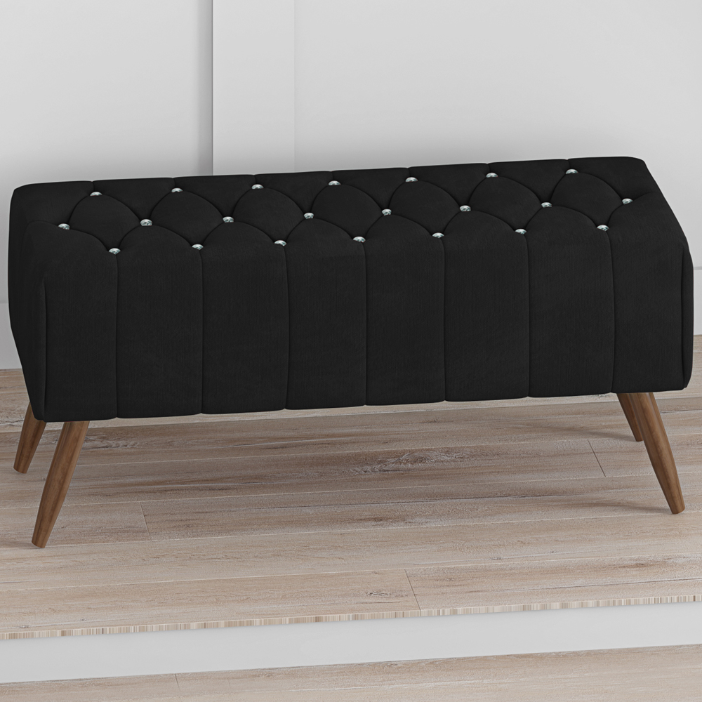 Puff Puf Para Sala 100 cm Pes Madeira Trit Veludo SL 944 Peer