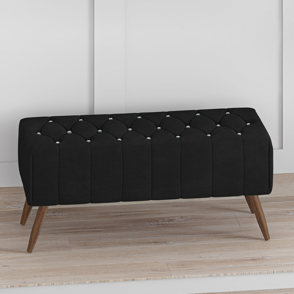 Puff Puf Para Sala 100 cm Pes Madeira Trit Veludo SL 944 Peer