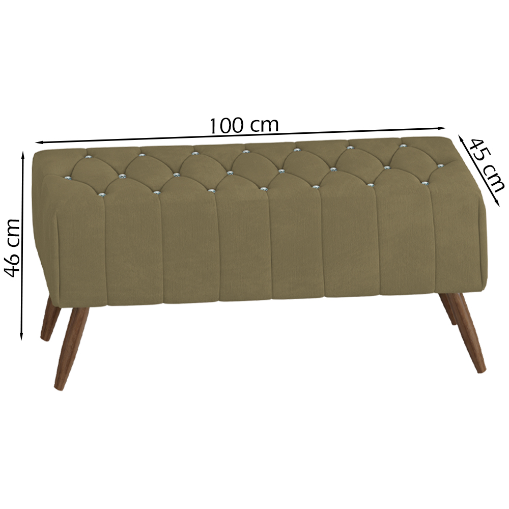 Puff Puf Para Sala 100 cm Pes Madeira Trit Veludo SL 945 Peer