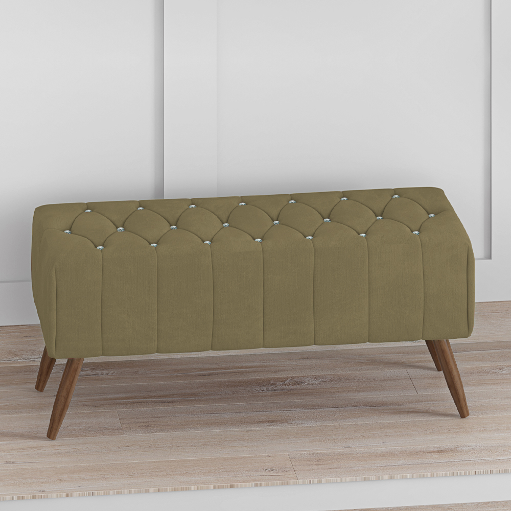 Puff Puf Para Sala 100 cm Pes Madeira Trit Veludo SL 945 Peer