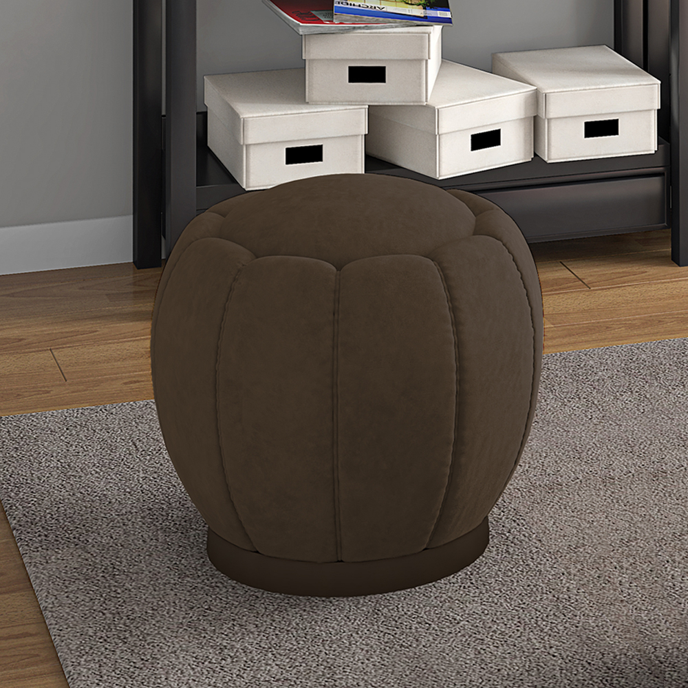 Puff Puf Para Sala Base Metal Chocolate Tull Veludo SL 942 Peer