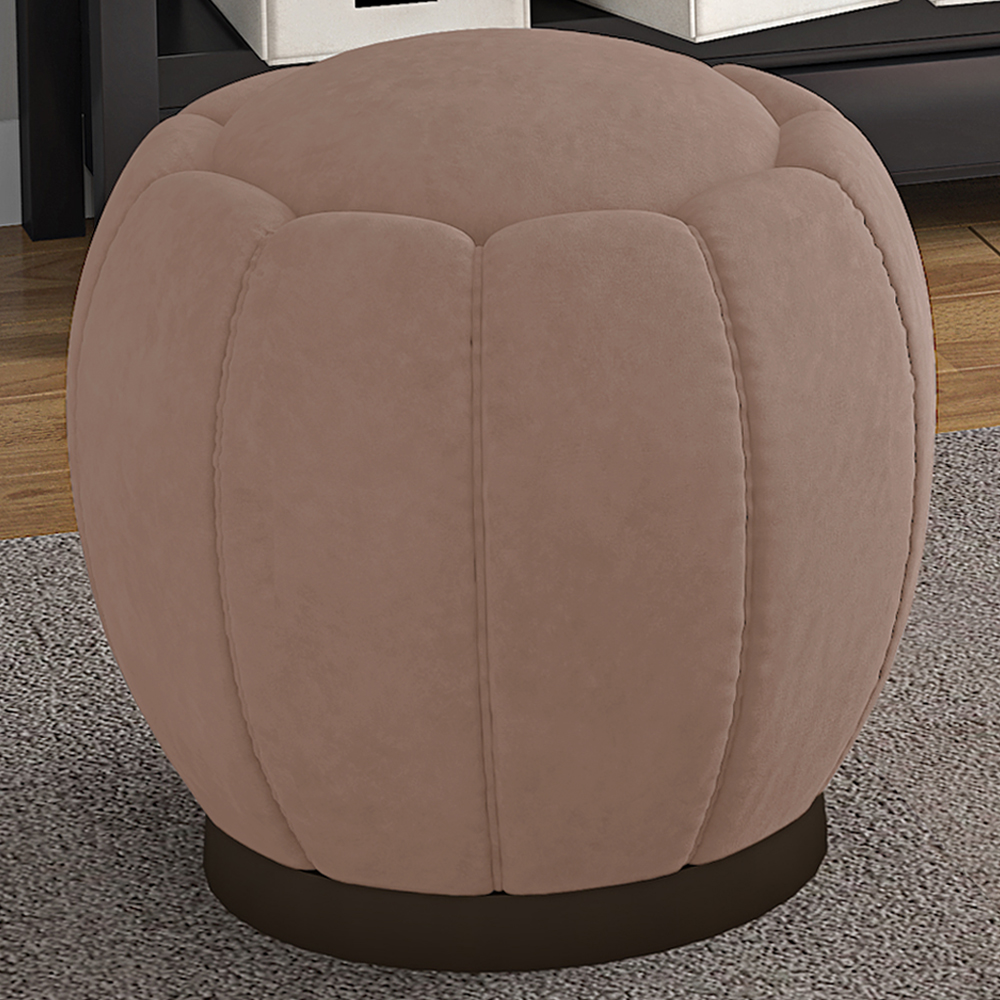 Puff Puf Para Sala Base Metal Chocolate Tull Veludo SL 949 Peer