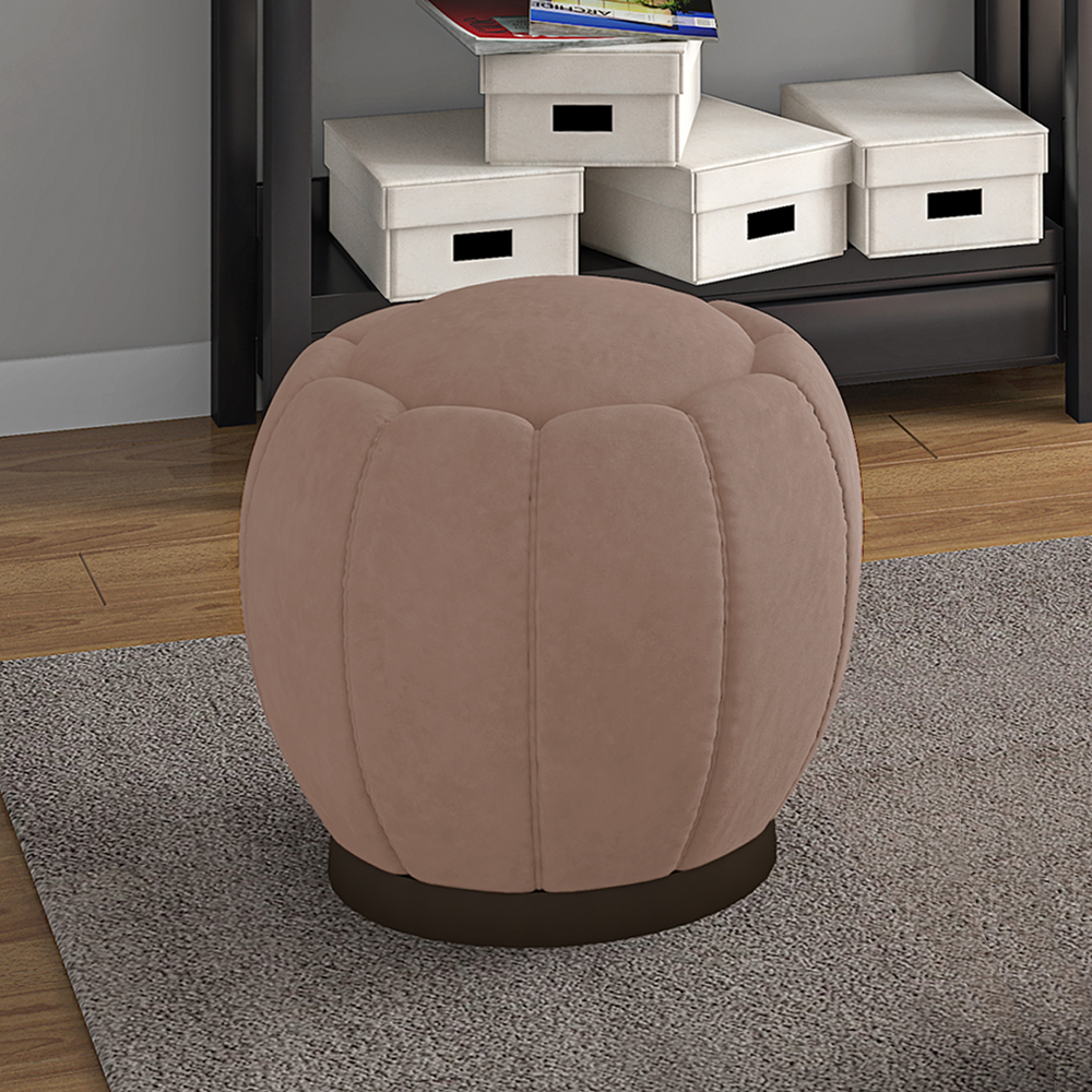 Puff Puf Para Sala Base Metal Chocolate Tull Veludo SL 949 Peer