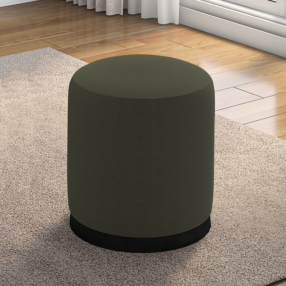 Puff Puf Para Sala Base Metal Preto Saien Linho SL 74 Peer