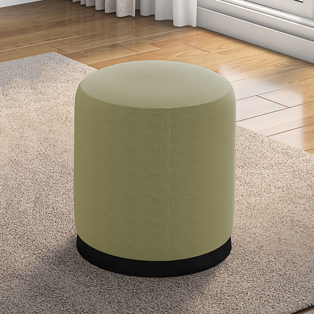 Puff Puf Para Sala Base Metal Preto Saien Linho SL 75 Peer