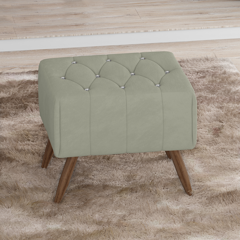 Puff Puf Para Sala Pes Madeira Trit Veludo SL 940 Peer