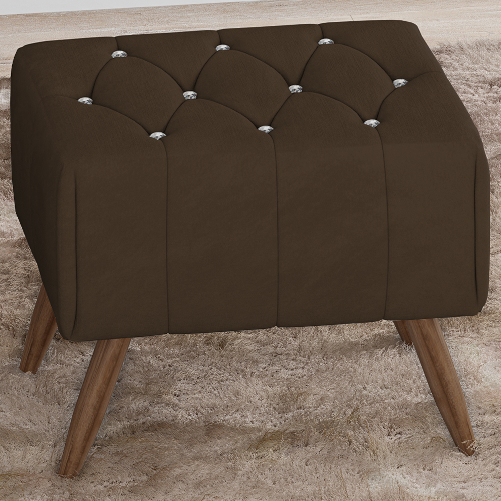 Puff Puf Para Sala Pes Madeira Trit Veludo SL 942 Peer