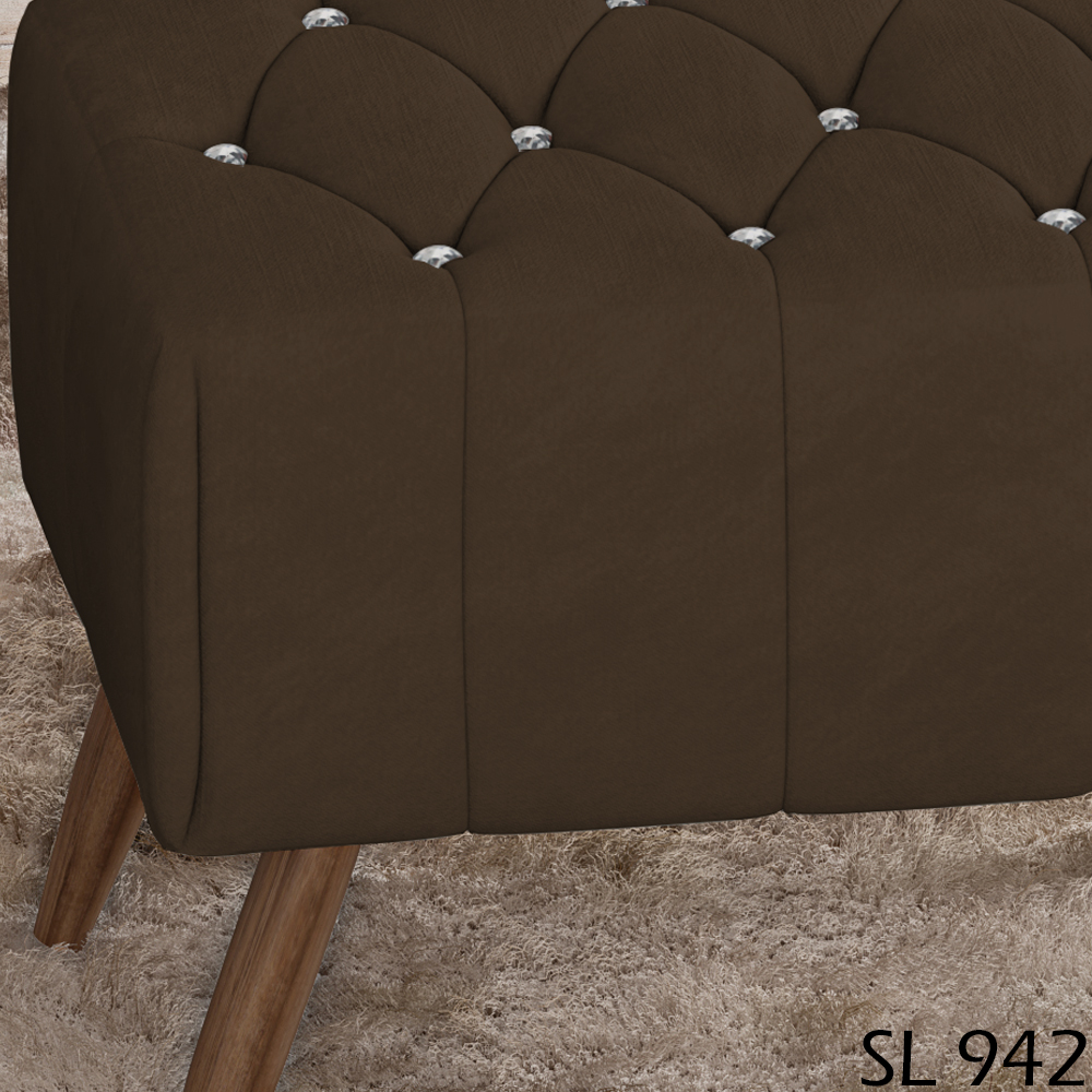 Puff Puf Para Sala Pes Madeira Trit Veludo SL 942 Peer