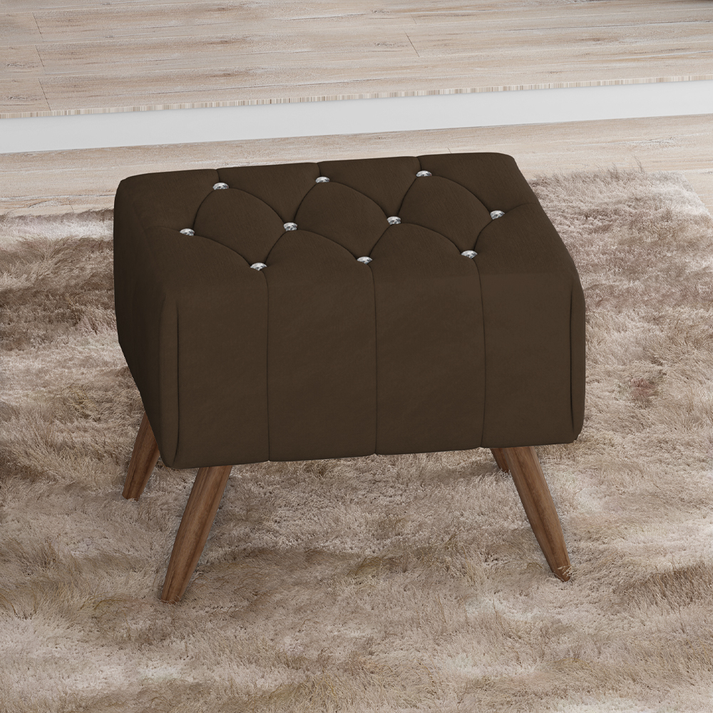 Puff Puf Para Sala Pes Madeira Trit Veludo SL 942 Peer