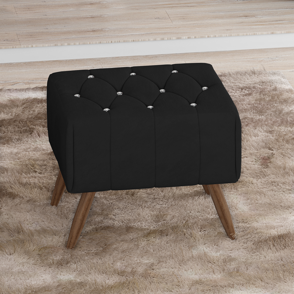 Puff Puf Para Sala Pes Madeira Trit Veludo SL 944 Peer