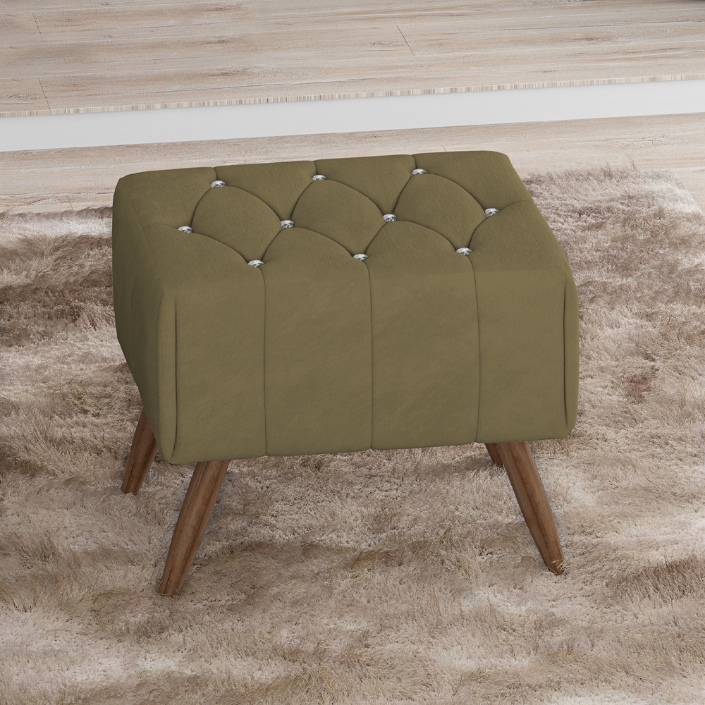 Puff Puf Para Sala Pes Madeira Trit Veludo SL 945 Peer