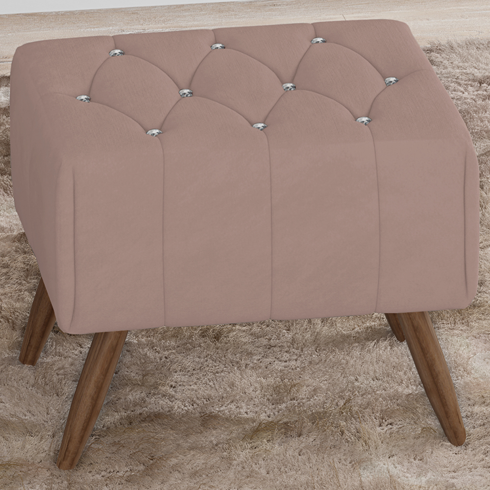 Puff Puf Para Sala Pes Madeira Trit Veludo SL 949 Peer