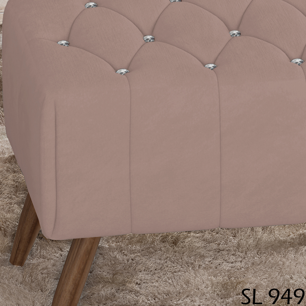Puff Puf Para Sala Pes Madeira Trit Veludo SL 949 Peer