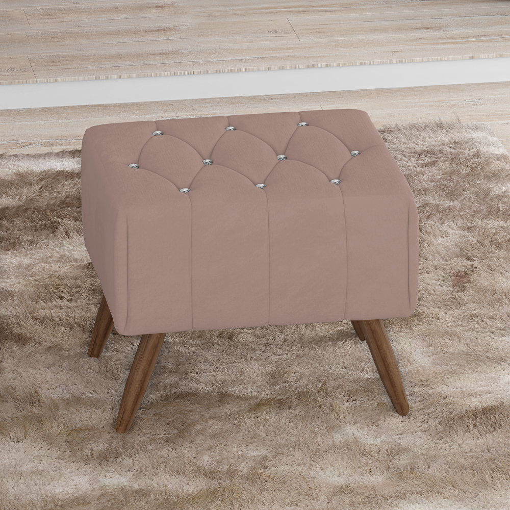 Puff Puf Para Sala Pes Madeira Trit Veludo SL 949 Peer