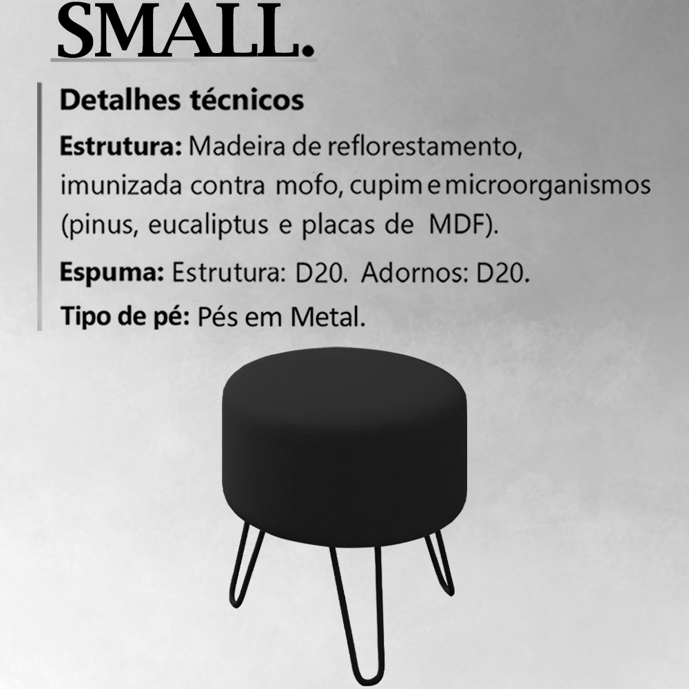 Puff Puf Para Sala Pes Metal Small Veludo SL 944 Peer