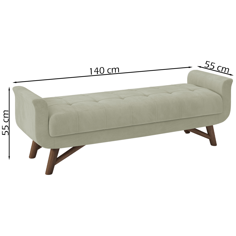 Puff Recamier 140 cm Pes Madeira Leville Veludo SL 940 Peer