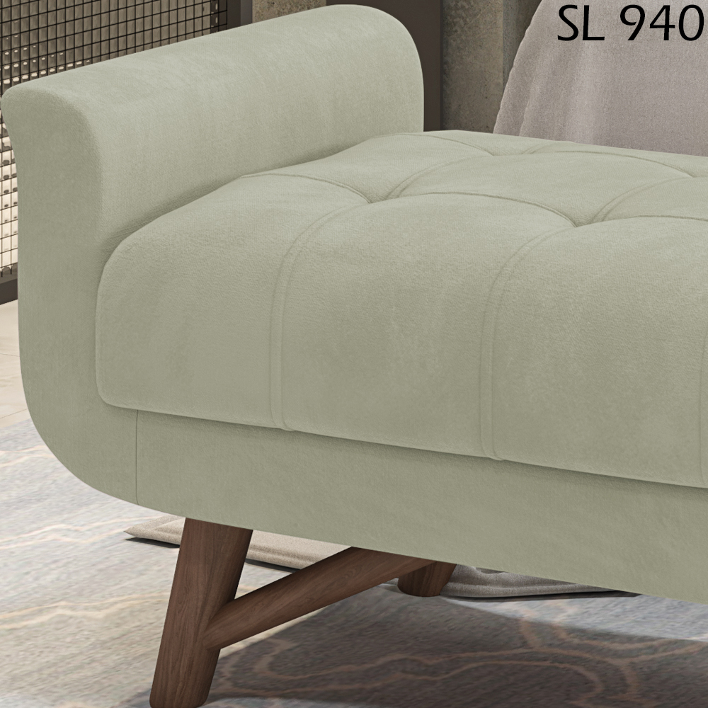 Puff Recamier 140 cm Pes Madeira Leville Veludo SL 940 Peer