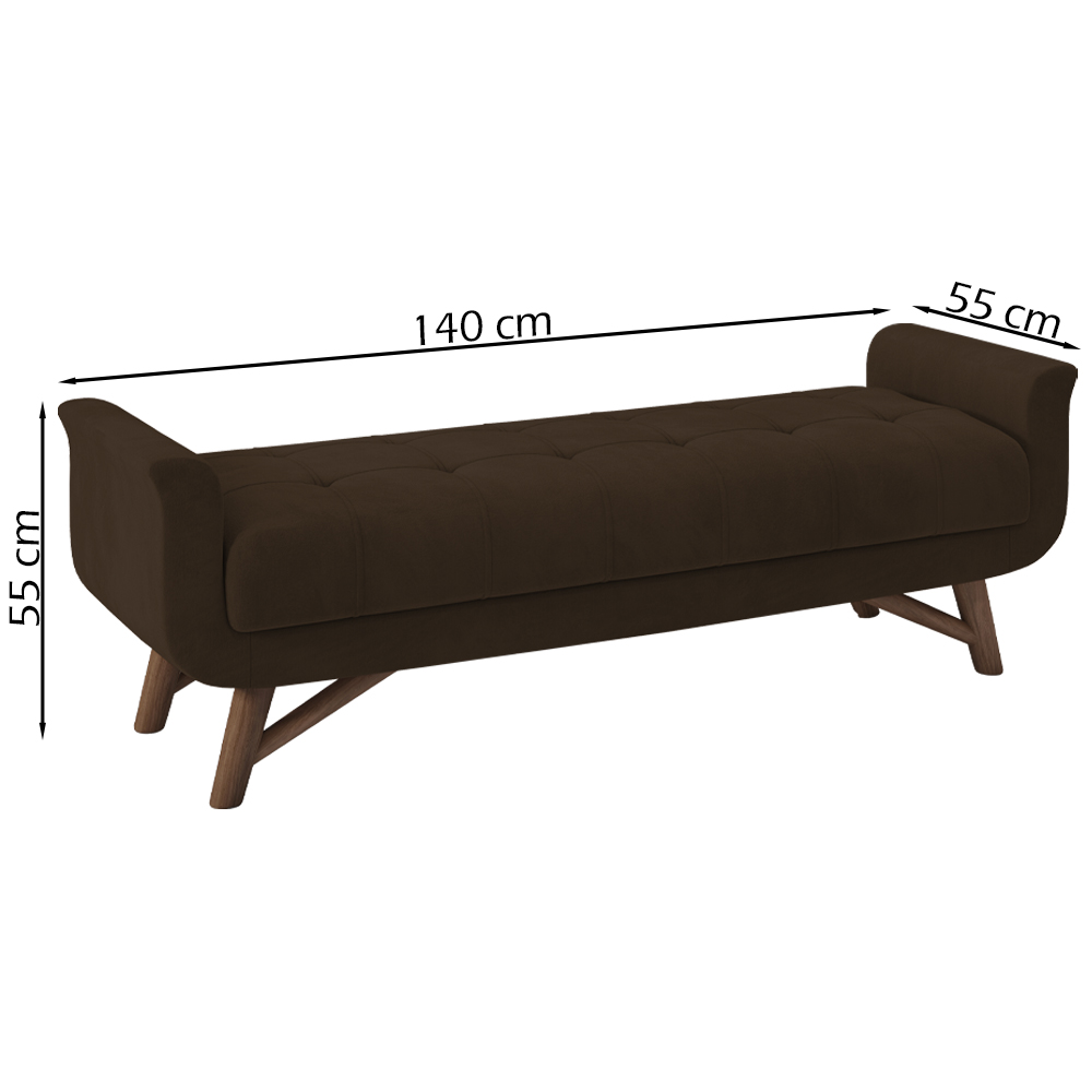 Puff Recamier 140 cm Pes Madeira Leville Veludo SL 942 Peer