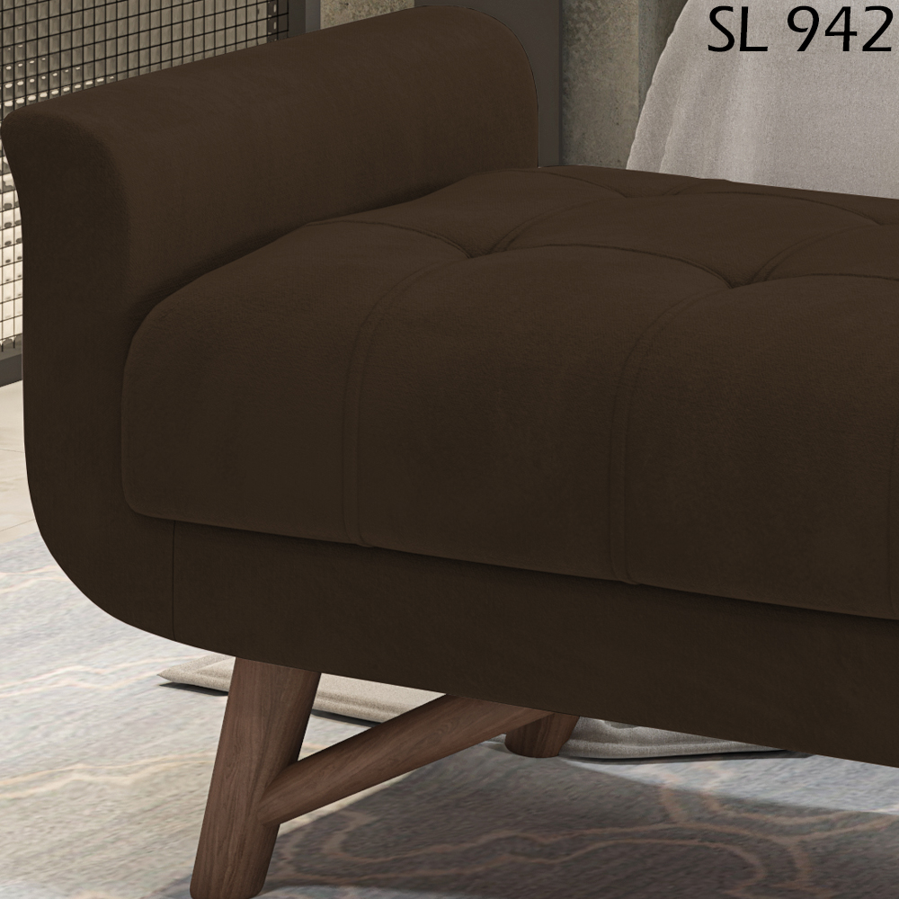 Puff Recamier 140 cm Pes Madeira Leville Veludo SL 942 Peer