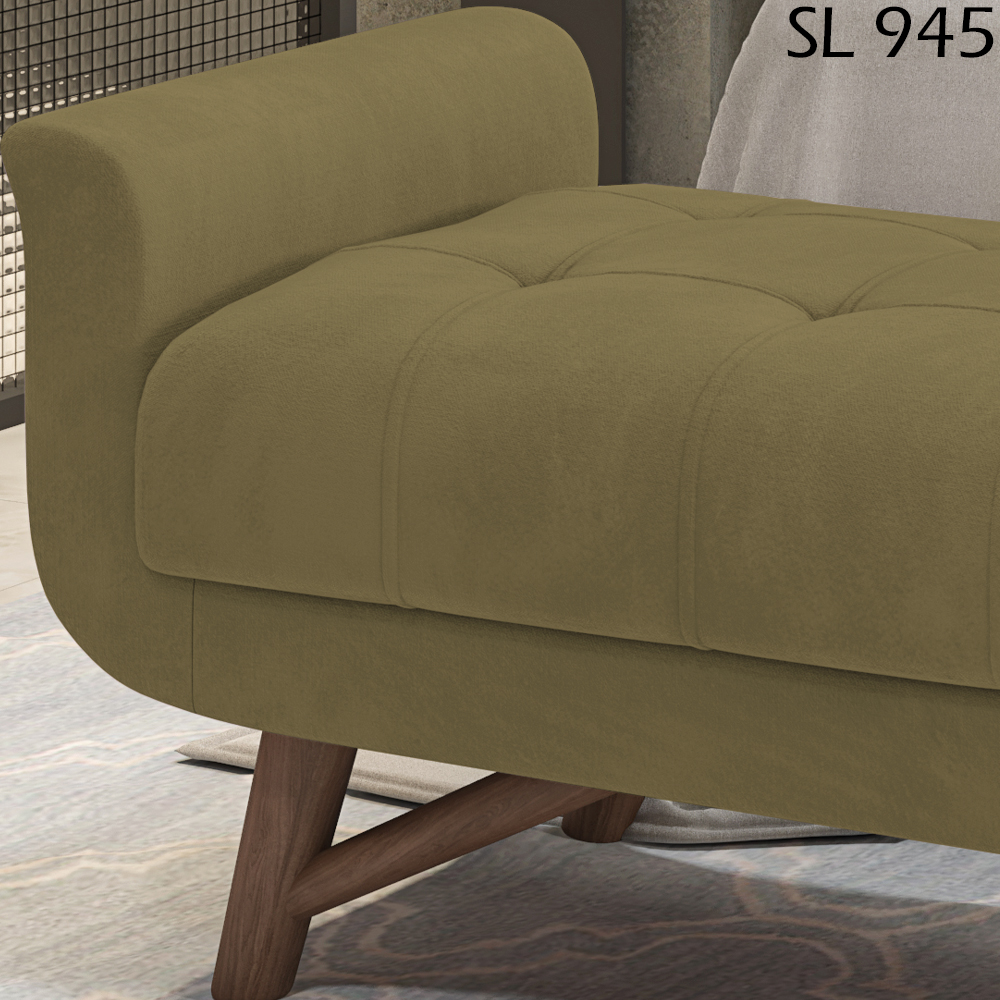 Puff Recamier 140 cm Pes Madeira Leville Veludo SL 945 Peer