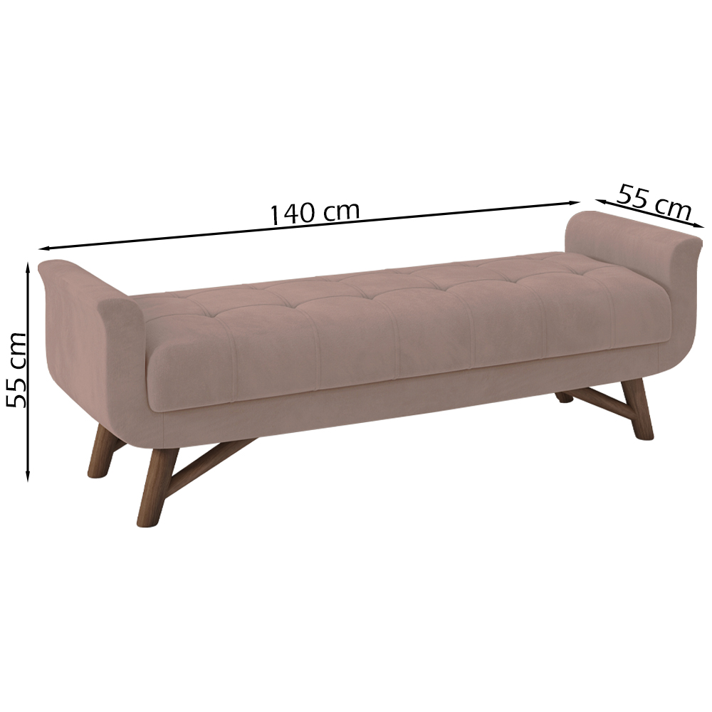 Puff Recamier 140 cm Pes Madeira Leville Veludo SL 949 Peer