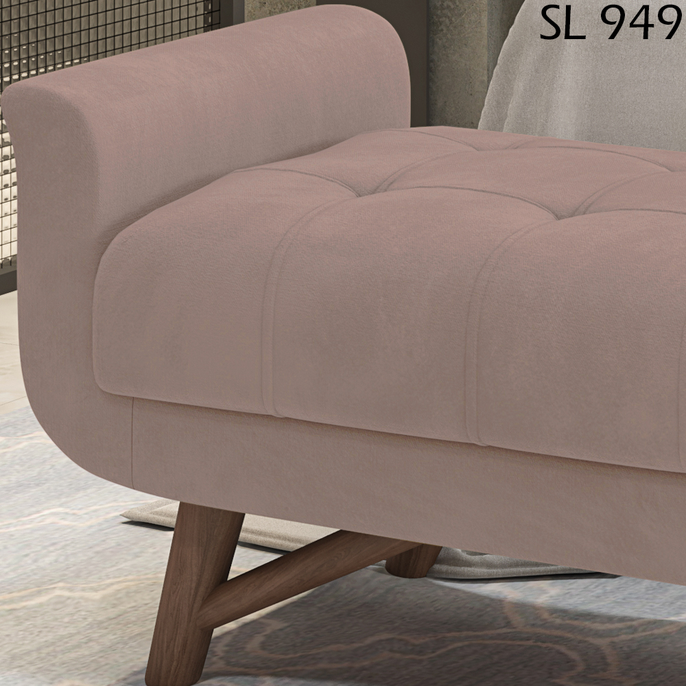 Puff Recamier 140 cm Pes Madeira Leville Veludo SL 949 Peer