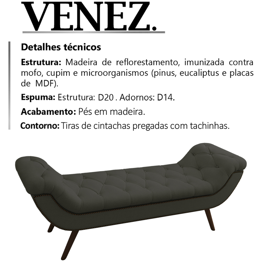 Puff Recamier 140 cm Pes Palito Venez Linho SL 74 Peer