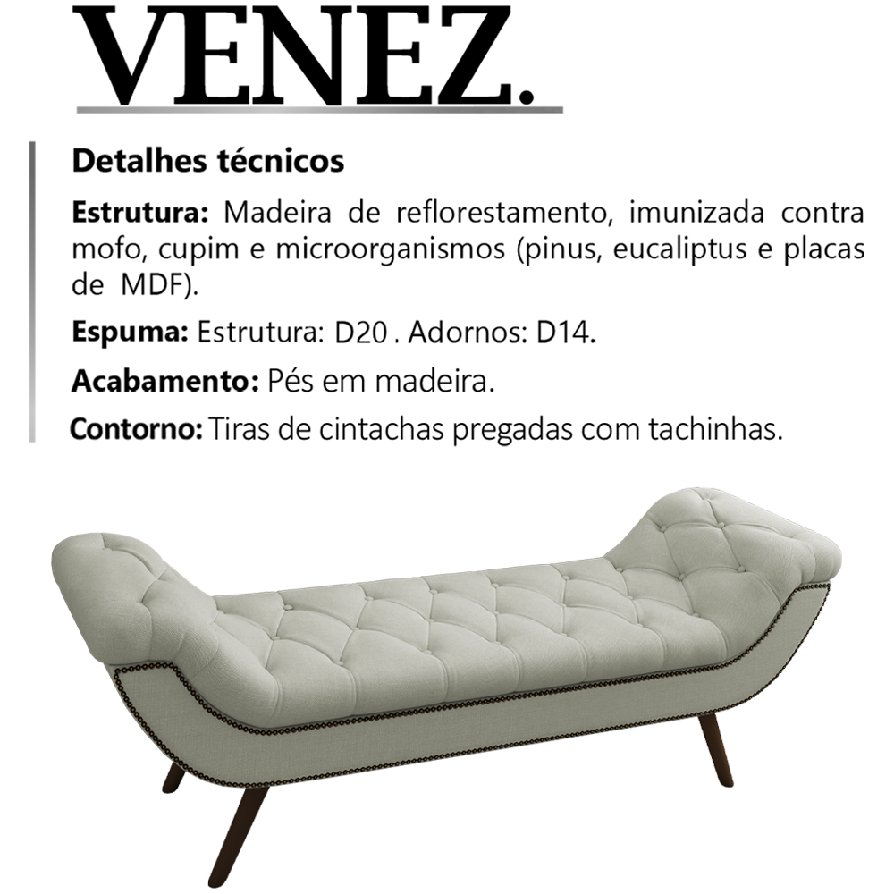 Puff Recamier 140 cm Pes Palito Venez Linho SL 76 Peer
