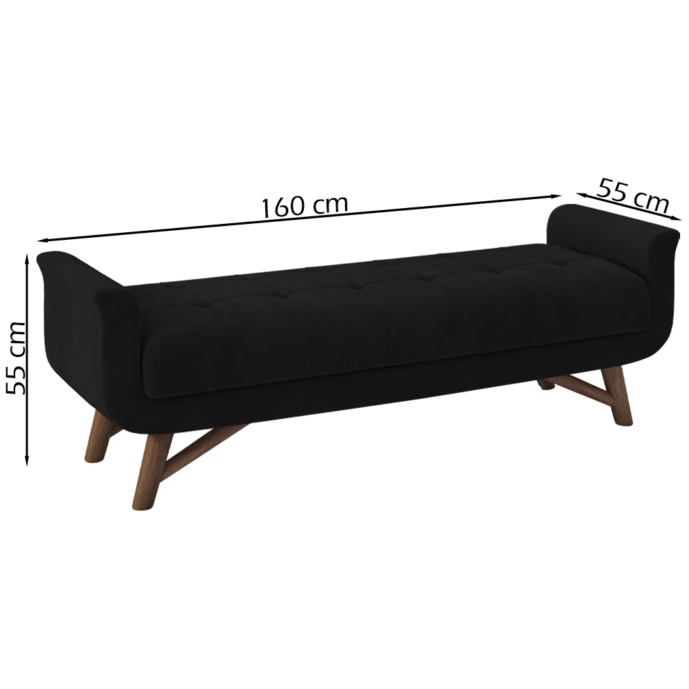 Puff Recamier 160 cm Pes Madeira Leville Veludo SL 944 Peer