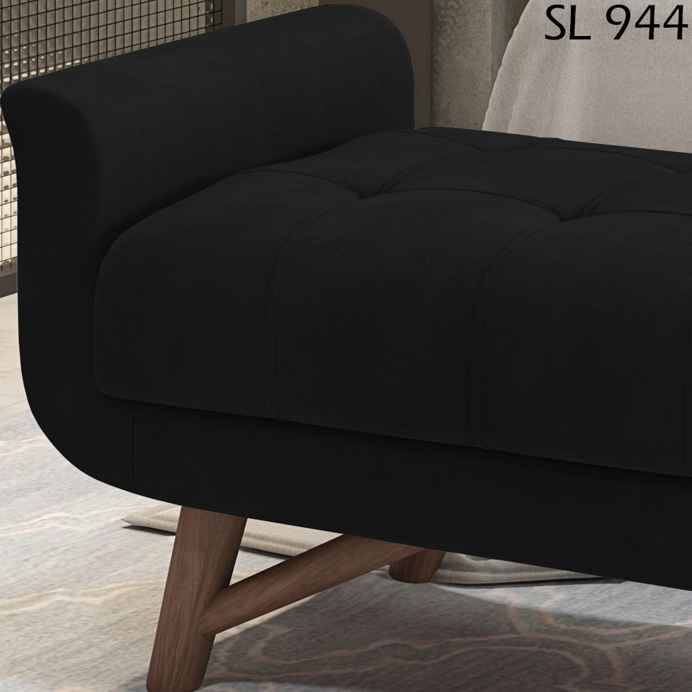 Puff Recamier 160 cm Pes Madeira Leville Veludo SL 944 Peer