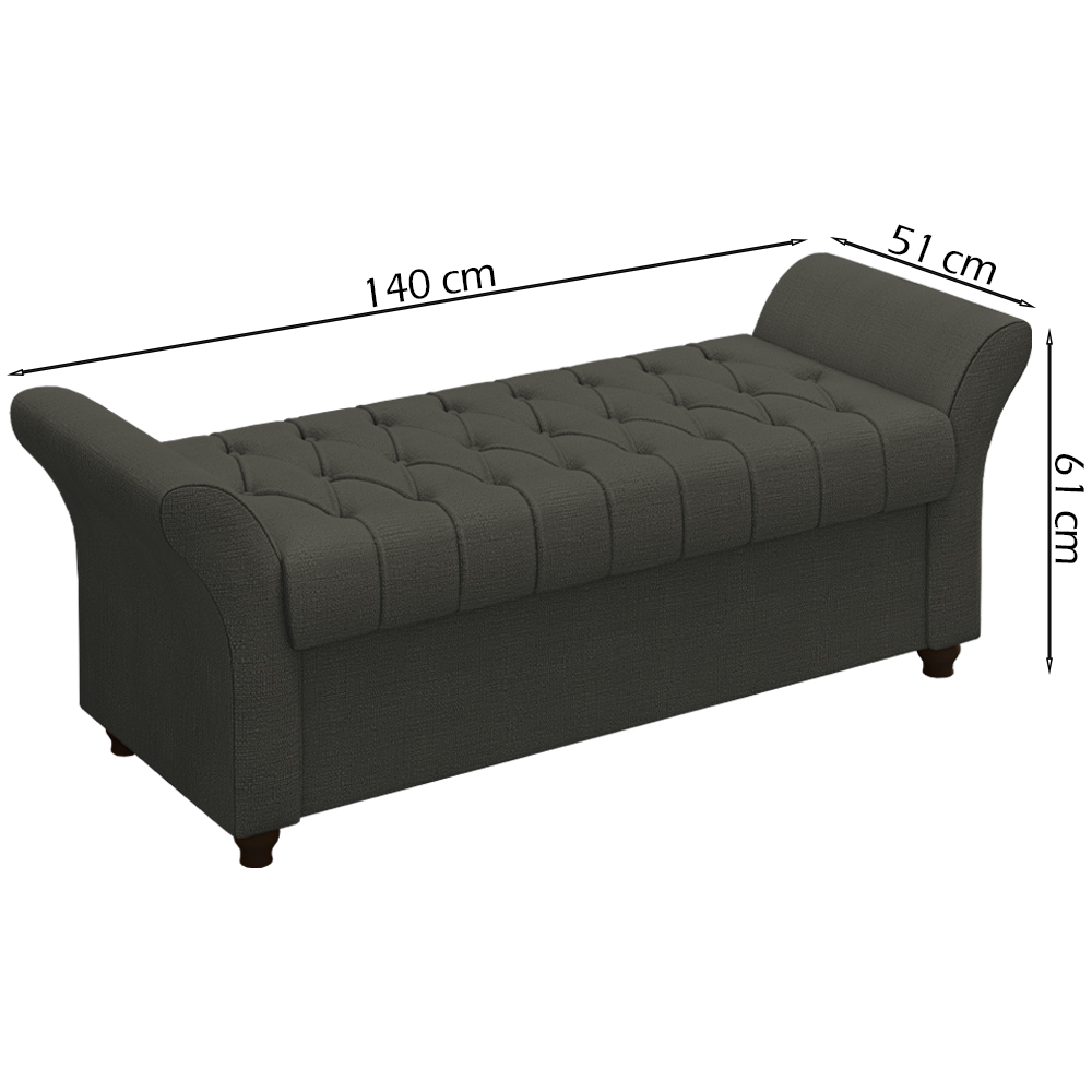 Recamier Calçadeira Bau 140 cm Pes MDF Ogeo Linho SL 74 Peer