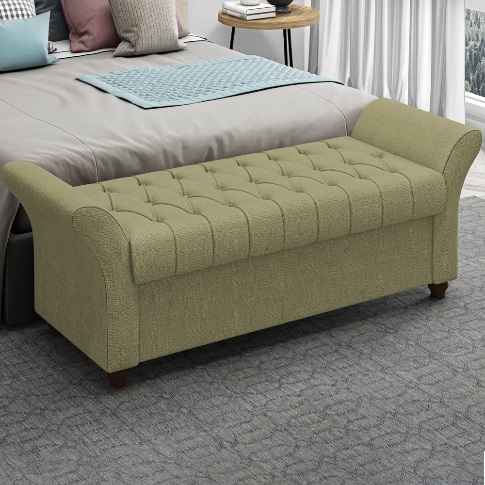 Recamier Calçadeira Bau 140 cm Pes MDF Ogeo Linho SL 75 Peer