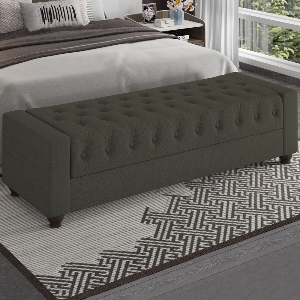 Recamier Calçadeira Bau 140 cm Pes MDF Parri Linho SL 74 Peer