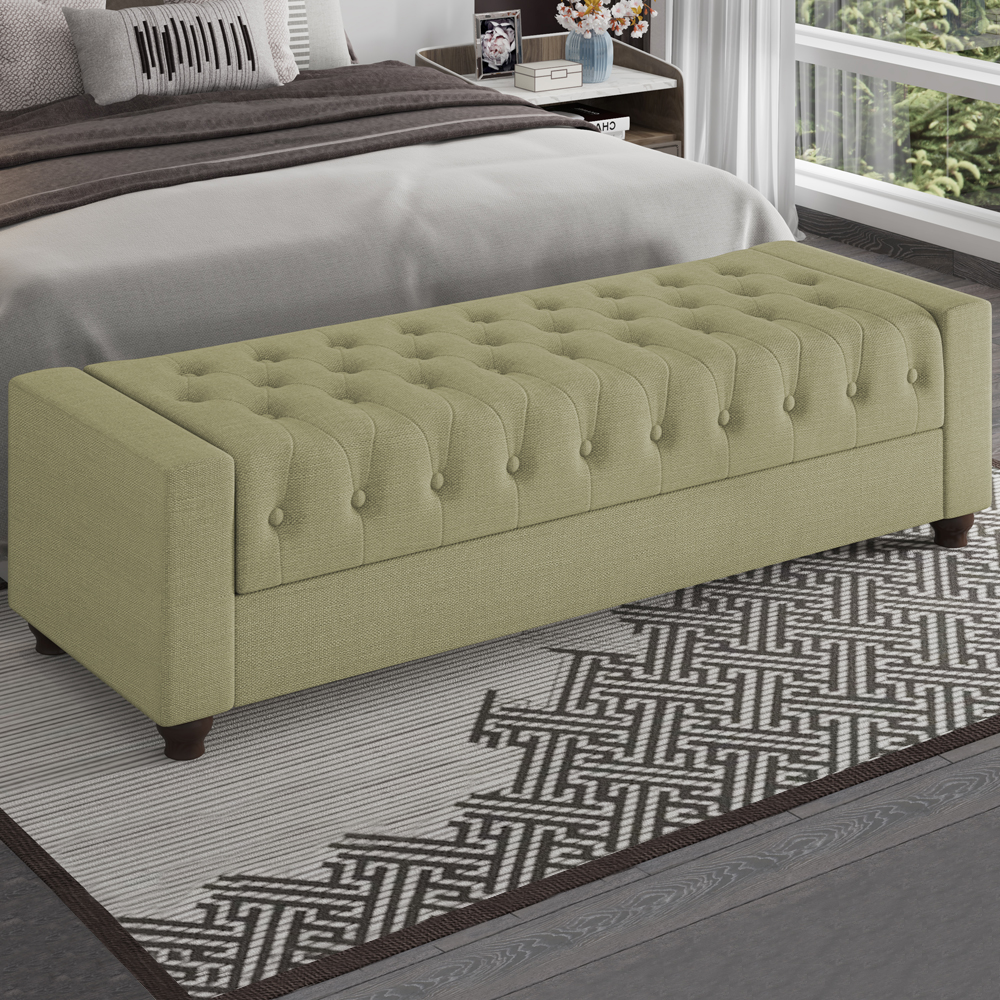 Recamier Calçadeira Bau 140 cm Pes MDF Parri Linho SL 75 Peer