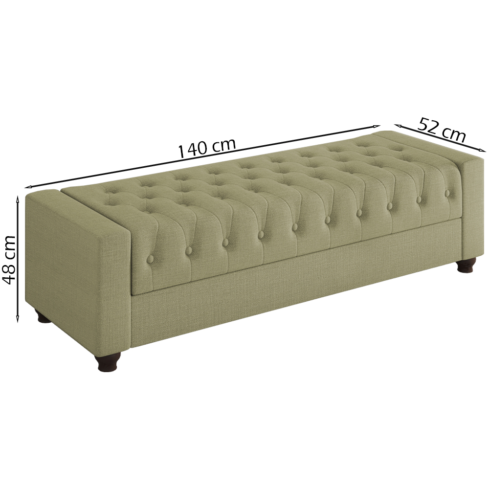 Recamier Calçadeira Bau 140 cm Pes MDF Parri Linho SL 75 Peer
