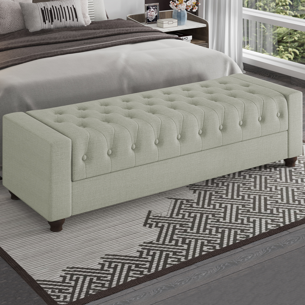 Recamier Calçadeira Bau 140 cm Pes MDF Parri Linho SL 76 Peer