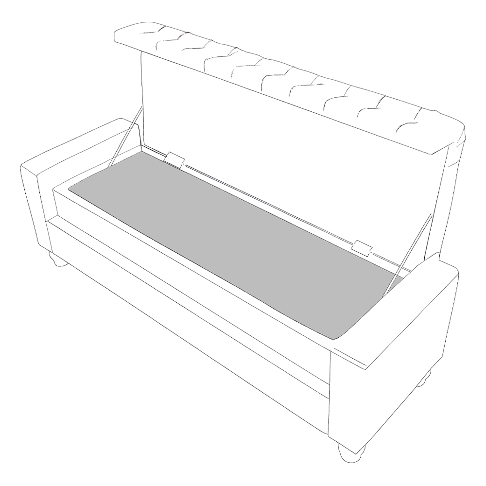Recamier Calçadeira Bau 140 cm Pes MDF Parri Linho SL 76 Peer