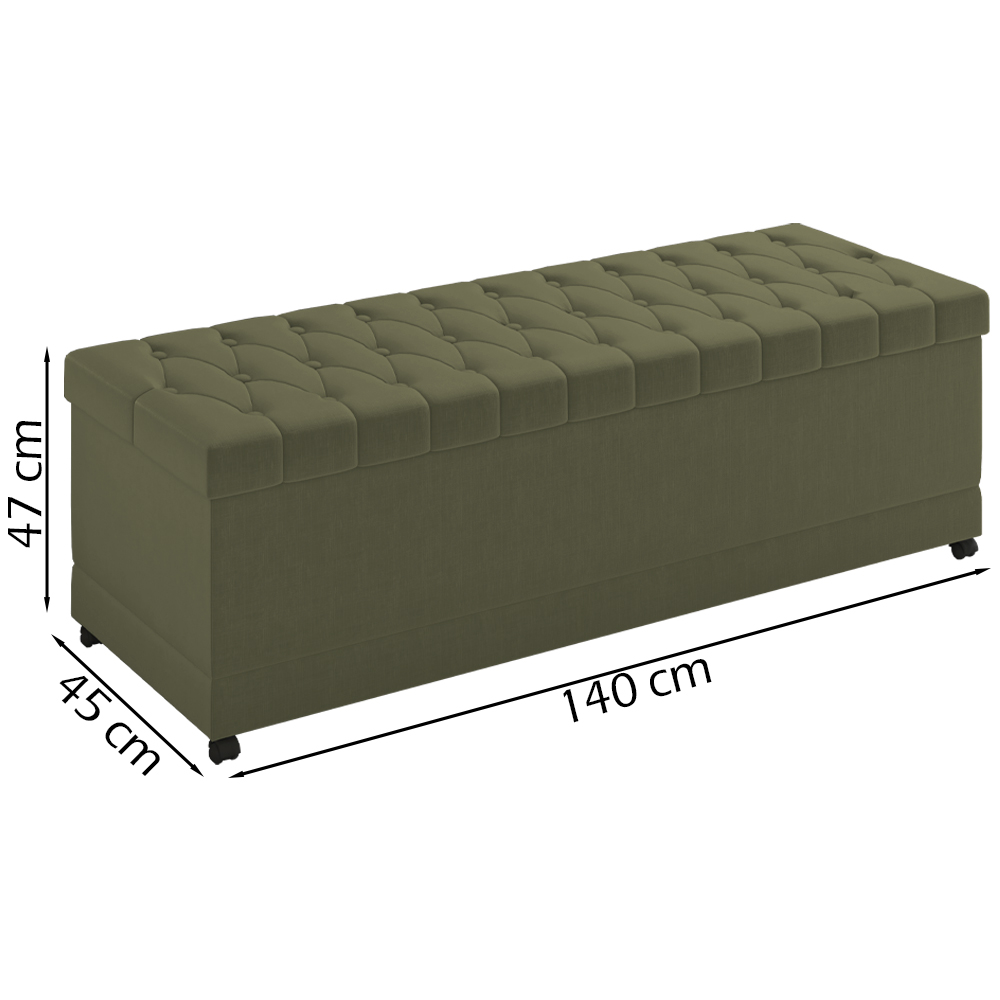 Recamier Calçadeira Bau 140 cm Rodizios Madi Corano TCS 357 Peer