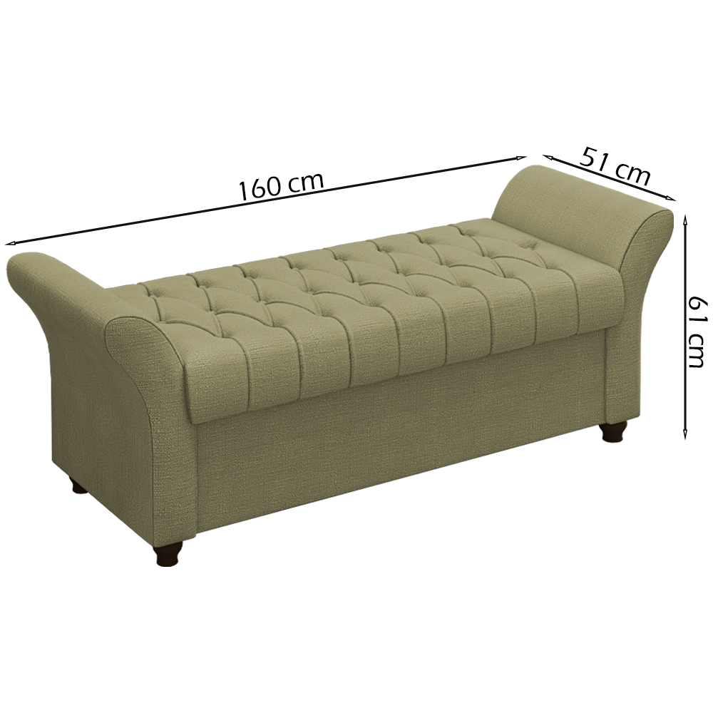 Recamier Calçadeira Bau 160 cm Pes MDF Ogeo Linho SL 75 Peer