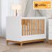 Berço Mini Cama Biscoito com Regulagem de Altura e Pés Fixo Branco Acetinado/Nature