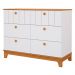 Comoda Biscoito Quarto Infantil com 6 Gavetas Branco Acetinado/Nature