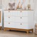 Comoda Biscoito Quarto Infantil com 6 Gavetas Branco Acetinado/Nature