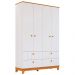 Guarda Roupa Biscoito Quarto Infantil com 4 Portas 4 Gavetas Branco Acetinado/Nature