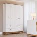 Guarda Roupa Biscoito Quarto Infantil com 4 Portas 4 Gavetas Branco Acetinado/Nature