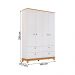 Guarda Roupa Biscoito Quarto Infantil com 4 Portas 4 Gavetas Branco Acetinado/Nature