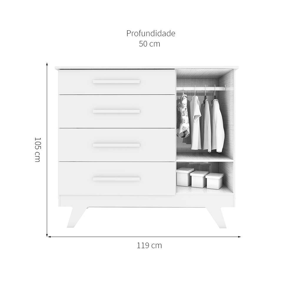 Quarto Infantil Decorado Retrô Branco e Carvalho