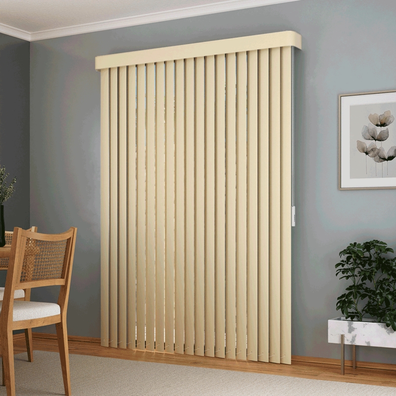 Persiana Vertical Em Pvc Com Bando Crisdan Largura 1,30 X 2,30 Altura Bege