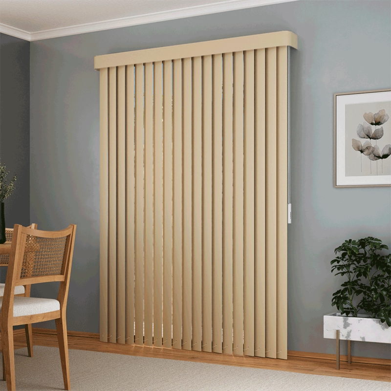 Persiana Vertical Em Pvc Com Bando Crisdan Largura 1,40 X 2,20 Altura Camurça