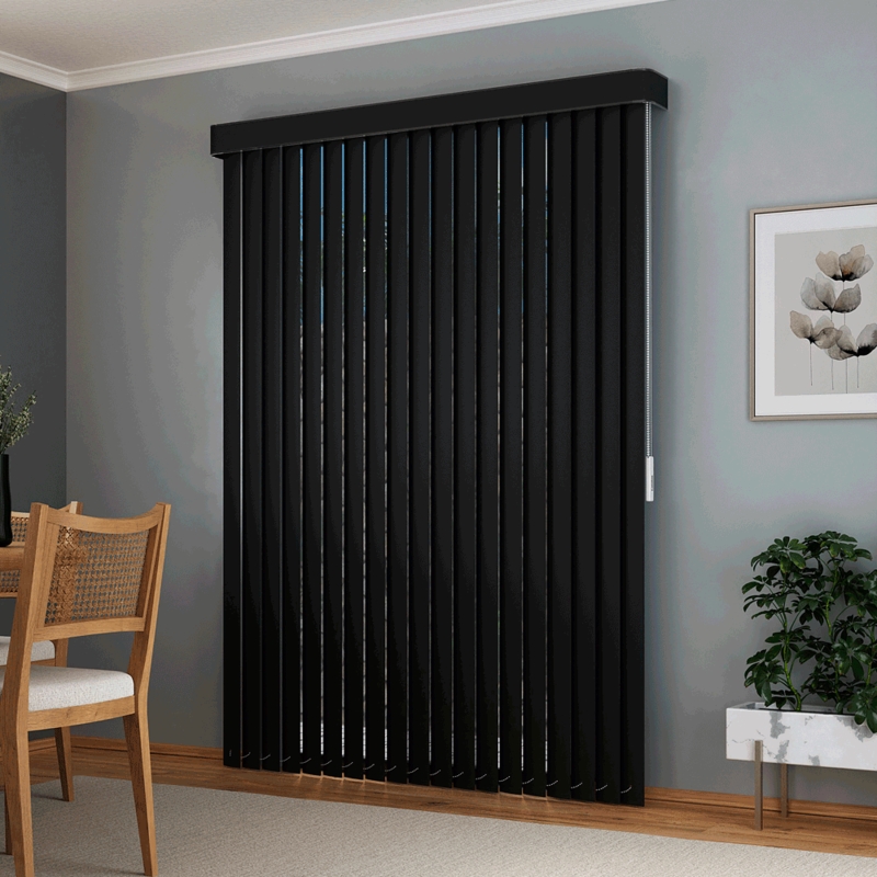 Persiana Vertical Em Pvc Com Bando Crisdan Largura 2,10 X 1,40 Altura Preto