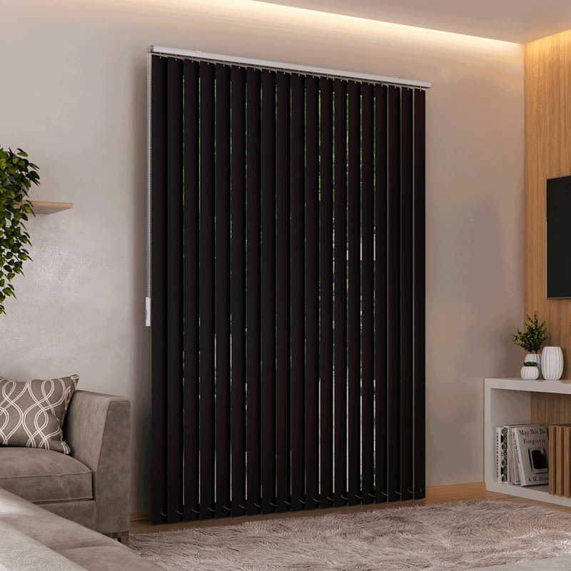 Persiana Vertical Em Pvc Crisdan Largura 2,70 X 1,70 Altura Preto